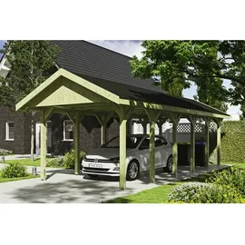 SKANHOLZ Carport Wallgau 3,80 x 9,00 m grün mit Pfostenanker