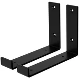 ML-DESIGN Wandregalhalter Regalhalterung L-Form aus Metall, Regalwinkel für Wandmontage, 2-tlg., Industrielle Wandregal Schwarz, Regalträger Regalhalterungen schwarz 20 cm x 14 cm