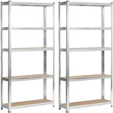 Akord 2er Set Schwerlastregal Silber Galvanisiert 90 Cm 10 Regalböden B90xh30xt180 Cm