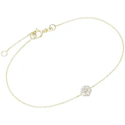 Armband LUIGI MERANO "Mittelteil Blüte mit Zirkonia, Gold 375", gold, Armbänder, 19,5cm, Gelbgold 375