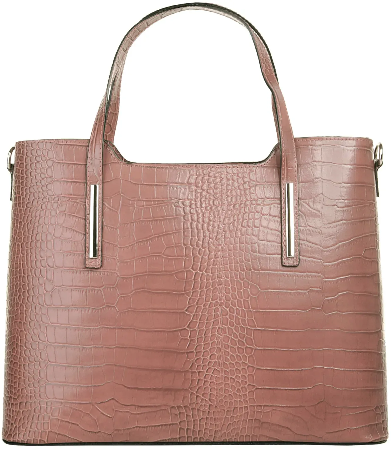 Henkeltasche CLUTY, Damen, Gr. B/H/T: 37cm x 29cm x 16cm onesize, rosa (alt, rosa), Leder, Reptilienprägung, Taschen, echt Leder, Made in Italy