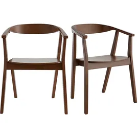 miliboo Skandinavische Stühle aus dunklem Holz (2er-Set) BAHIA