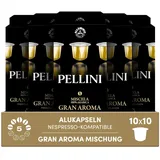 Pellini Gran Aroma 100% Arabica, 100 Nespresso-kompatible Alukapseln, Mildes 100% Arabica mit blumigen Noten und Marzipan, 10x10 Kapseln