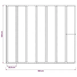 vidaXL Duschwand 140 x 168 cm 7 Paneele Faltbar mit Handtuchhalter