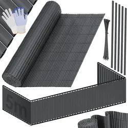 KESSER® PVC Sichtschutzmatte Sichtschutzzaun Balkonverkleidung Windschutz verstärkte Lamellen für Garten Balkon & Terrasse Balkonumrandung inkl Kabelbindern, Abdeckung & Handschuhe