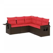 vidaXL Gartensofa-Set mit Kissen, braun, Polyrattan