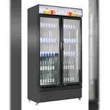 CombiSteel Mobiler Flaschenkühlschrank mit 2 Glastüren Getränkekühlschrank Kühlschrank Gastro 758 L +2/10°C 1120x595x2100 mm Schwarz