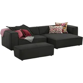 W.Schillig Hocker around-the-block Leder 120 x 39 x 60 cm Grau