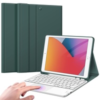 Fintie Tastatur Hülle für iPad (9. / 8. und 7. Generation - 2021/2020/2019), iPad 10.2 Hülle mit Tastatur, Deutscher Tastatur mit Touchpad Magnetisch Abnehmbarer Keyboard, Nachtgrün