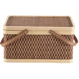 Sirxlevcy 1 Stück Neuer Bambuskorb Naturfreundlicher Flechtkorb Dunkelbraun mit Deckel Handheld-Snacks Brot-Aufbewahrungskorb