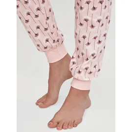 CALIDA Midnight Flowers Bündchen-Pyjama Damen, aus 100% Dicker Baumwolle