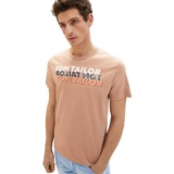TOM TAILOR Herren T-Shirt WORDING LOGO Regular Fit Desert Fawn, XL