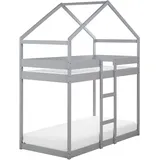 Beliani Hochbett Labatut 90 x 200 cm Kiefer grau