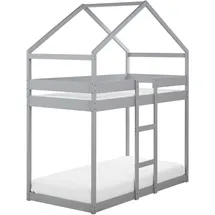 Beliani Hochbett Labatut 90 x 200 cm Kiefer grau