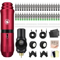 LIUMATE Drehbare Maschine Set mit Batterie 2000mAh Drahtlos Stift 40 Stück Cartridges Nadeln Transferpapier für Anfänger Künstler
