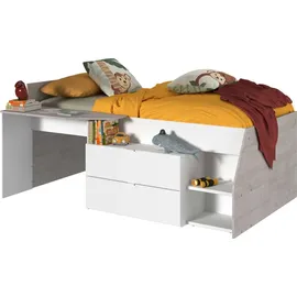 Parisot Hochbett Milky 90 x 200 cm Holz weiß-grau