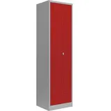 Lüllmann Spind Stahl 50,0 x 50,0 x 180,0 cm Lichtgrau/Feuerrot 2 Abteile abschließbar