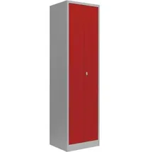 Lüllmann Spind Stahl 50,0 x 50,0 x 180,0 cm Lichtgrau/Feuerrot 2 Abteile abschließbar