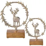 Creativ deco Deko-Objekt Kranz mit Hirsch 16 x 23 cm Silber