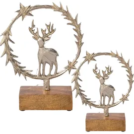 Creativ deco Deko-Objekt Kranz mit Hirsch 16 x 23 cm Silber