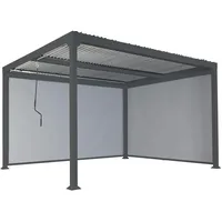 Mendler Alu Pergola HWC-L41 mit 2x Seitenwand, Lamellen-Pavillon, stabiles