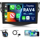 Hodozzy 8 Core 4G+64G Autoradio für Toyota RAV4 2007-2012 Android 9 Zoll IPS Touchscreen Bildschirm Navi Carplay Wireless Android Auto Mirror Link 2 DIN Radio Bluetooth DSP WiFi FM RDS Rückfahrkamera