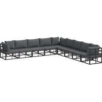 vidaXL Garten-Sofa-Set mit Kissen 9 pcs Schwarz Aluminium