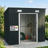 BRAST Gerätehaus Geräteschuppen Metall | TÜV geprüft | viele Größen | 163x89x180-278x323x192cm | Pultdach Satteldach | Gartenhaus mit Schiebetür | Anthrazit | wetterfest wasserdicht | 217x131x185cm
