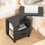 Betttisch Laptoptisch Sofatisch aus Holzwerkstoffen hochverstellbar mit drehbar Tischplatte geeignet für Bett Sofa, CT1-BK