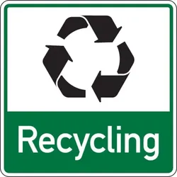 Aufkleber Abfallkennzeichen, Recycling, grün - 100 x 100 mm Folie selbstklebend