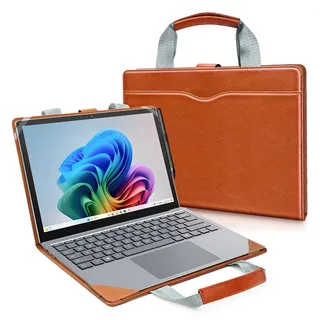 SSS·GRGB Schutzhülle für Microsoft Surface Laptop 7 (Modell 2036) und 13,5 Zoll Surface Laptop 6/5/4/3/2 (Modelle: 1951/1868/1958/1950/1867/1769) mit Tragegurt, Tasche und Stifthalter, Braun