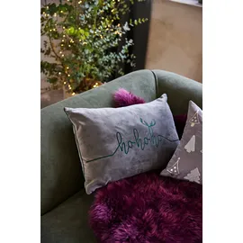 done.® Dekokissen "Santa's Comming", grau (grau, bestickt), B:40cm H:1cm L:60cm, Polyester, Dekokissen_Sitzkissen_Kissenhüllen, Velourstoff Anthracite