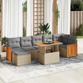 vidaXL Garten-Sofagarnitur 8-tlg. Loungeset beige