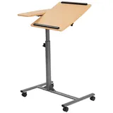 KOMFOTTEU Laptoptisch Laptopständer, höhenverstellbar, drehbar, mit Rollen, 71-93 cm x 64 x 45 cm braun