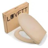 LUVETT WC-Sitz Premium C770 mit Absenkautomatik, Duroplast sanitär, O-Form (Inklusive 3 Befestigungsarten), mit Original SoftClose® Absenkautomatik, Duroplast beige