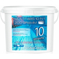 GlobaClean 5 kg Chlor Multitabs 10 in 1 200g | Chlortabletten für Pool | Hochwirksame Poolchemie Poolpflege