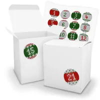 itenga Adventskalender zum Befüllen 24x extra große XL Würfel Schachteln mit Zahlenaufklebern (Würfel WEISS (V18 Z28))