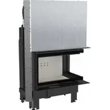 Kamineinsatz aus Stahl KRATKI MBM rechts 10 kW Ø 200 mit Schiebetür mit Türfeder - Schwarz