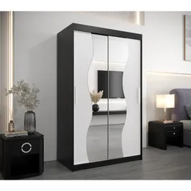 abiks möbel Schwebetürenschrank MADRYT 120 x 200 x 62 cm Schwarz/Weiß