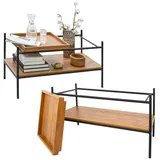 Dune Design Vintage Couchtisch mit Holz Tablett 90x44 Wohnzimmertisch Metall Tisch