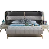 Xlmoebel Schlafzimmer-Set Luxuriöses Schlafzimmer-Ensemble aus Holz mit Stauraum, (3-tlg., 3tlg Set(Bett +2x Nachttische), Hergestellt in Europa weiß
