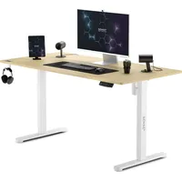 SENSE7 NOJO Weiß - Hellbraun Elektrischer Gamingtisch Schreibtisch 140x70cm