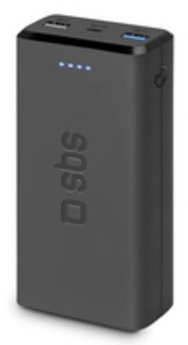 SBS TTBB20000FASTK, Schwarz, Headphones/Headset, Handy/Smartphone, Tablet, Rechteck, Lithium Polymer (LiPo), 20000 mAh, USB