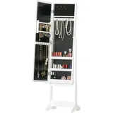 Schmuckschrank Mit Verstellbarem Spiegel Und Led-beleuchtung, Warmweiße Holzschatulle, 36 X 30 X 136 Cm