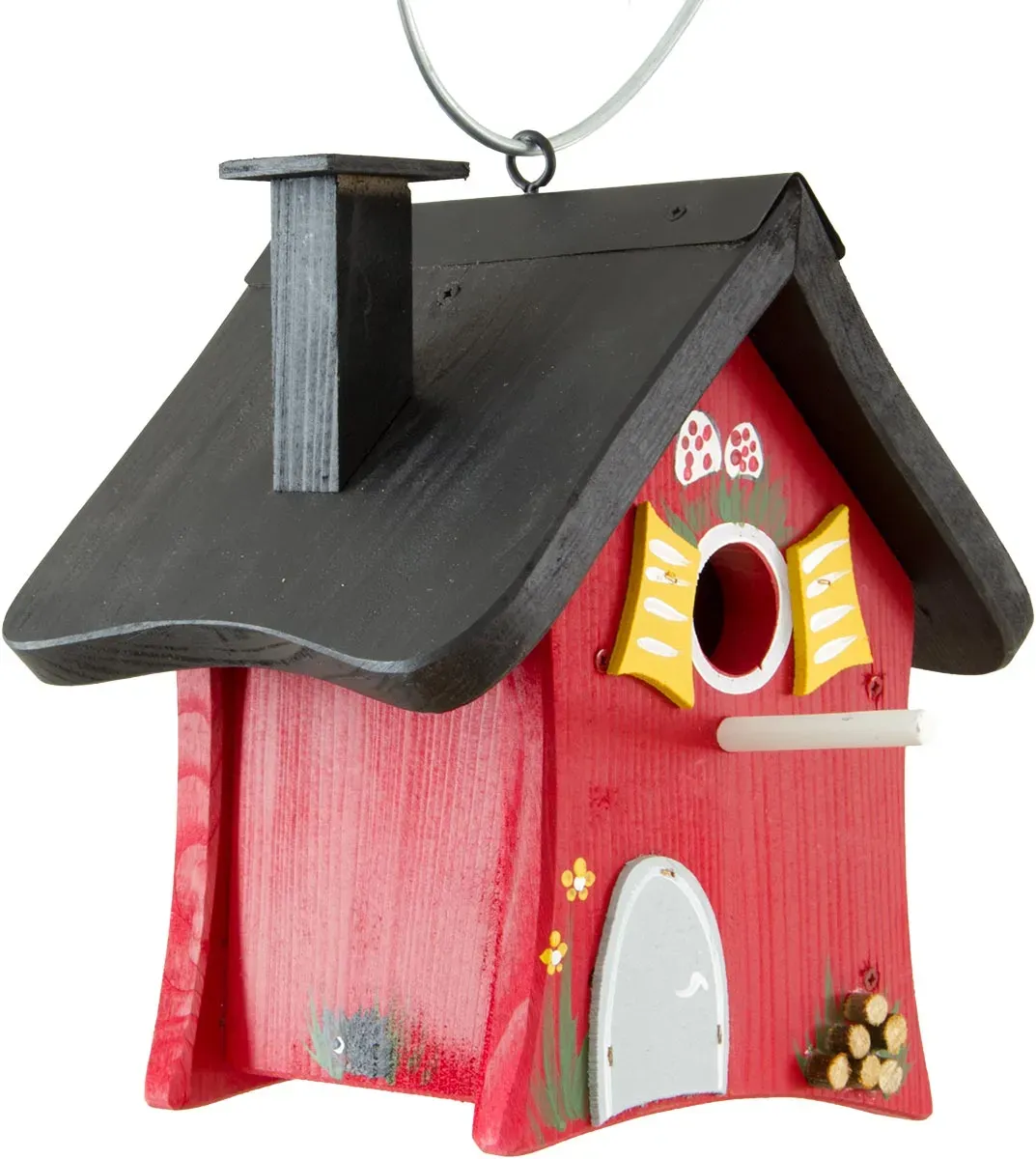 Vogelvilla Waldhütte rot, Nistkasten hängend, handbemalt, wetterfest