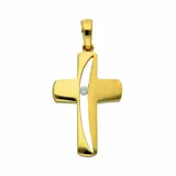 Kettenanhänger ADELIA ́S "Kreuzanhänger 333 Gold ( 8K ) mit Zirkonia", gold, Schmuckanhänger, Damen, mit Zirkonia, Gold, Kettenanhänger, Goldanhänger Kreuz