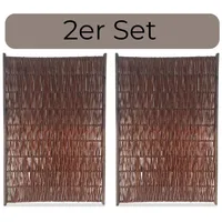 ogrodzenia wiklinowe 2er Set Weidengeflechtzaun B:120 cm x H: 180 cm, Natürlicher Weidenzaun