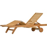 Teak Liege Savona Verstellbar inkl. Tablett Sonnenliege Relaxliege Holz Garten