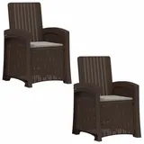 vidaXL Gartenstuhl Liegesessel 2 pcs 2 x 2 x 2 cm braun/grau