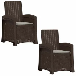 vidaXL Gartenstuhl Liegesessel 2 pcs 2 x 2 x 2 cm braun/grau